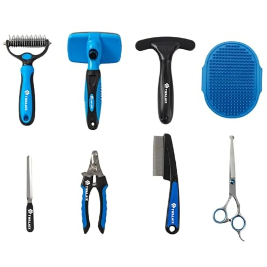 8 in 1 Pet Grooming Kit for Dogs and Cats Deshedding Brush, Undercoat Rake, Slicker Brush, Nail Clipper, Scissors and Bath Brus
8 in 1 Pet Grooming Kit for Dogs and Cats Deshedding Brush, Undercoat Rake, Slicker Brush, Nail Clipper, Scissors and Bath Brus