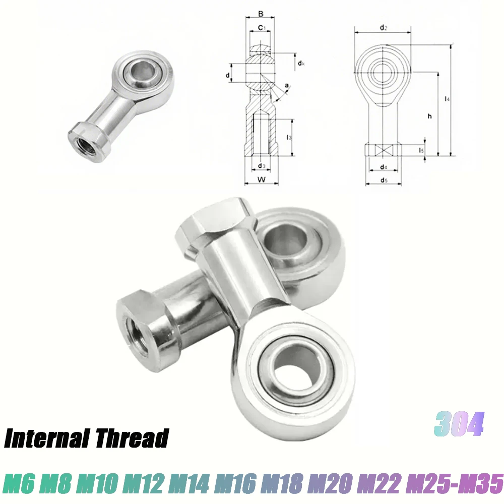 1Pcs 304 Rod End 6 8 10 12 14 16 18 20mm-35mm Male/Female SI SIL T/K Ball Joint Metric Internal Threaded Rod End Bearing
1Pcs 304 Rod End 6 8 10 12 14 16 18 20mm-35mm Male/Female SI SIL T/K Ball Joint Metric Internal Threaded Rod End Bearing