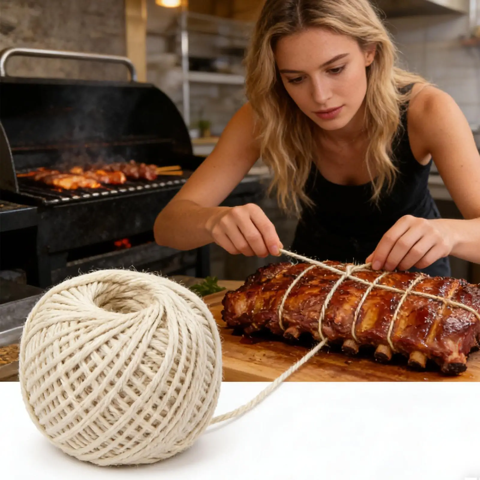 1 Roll 278ft Cooking Tools Butcher's Cotton Thread Meat Prep Trussing Turkey Barbecue Strings Meat Sausage Tie Rope Cord 85m
1 Roll 278ft Cooking Tools Butcher's Cotton Thread Meat Prep Trussing Turkey Barbecue Strings Meat Sausage Tie Rope Cord 85m