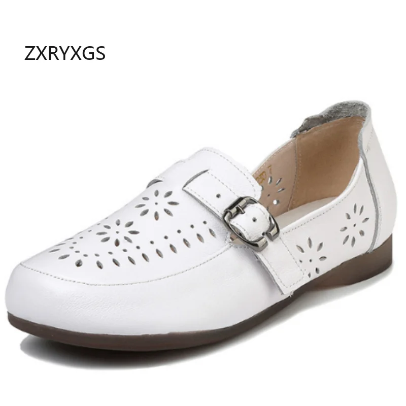 ZXRYXGS Top Layer Cowhide Women Flats 2025 Spring Summer Hollow Breathable Genuine Leather Sandals Fashion Elegant Large Size
ZXRYXGS Top Layer Cowhide Women Flats 2025 Spring Summer Hollow Breathable Genuine Leather Sandals Fashion Elegant Large Size