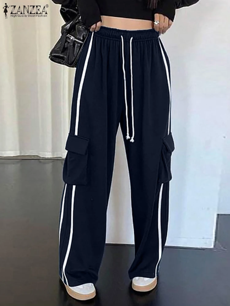 Women Casual Elastic Waist Trousers ZANZEA Y2k Fashion Summer Cargo Pants Streetwear Solid Loose Wide Leg Pantalon Oversize 2025
Women Casual Elastic Waist Trousers ZANZEA Y2k Fashion Summer Cargo Pants Streetwear Solid Loose Wide Leg Pantalon Oversize 2025