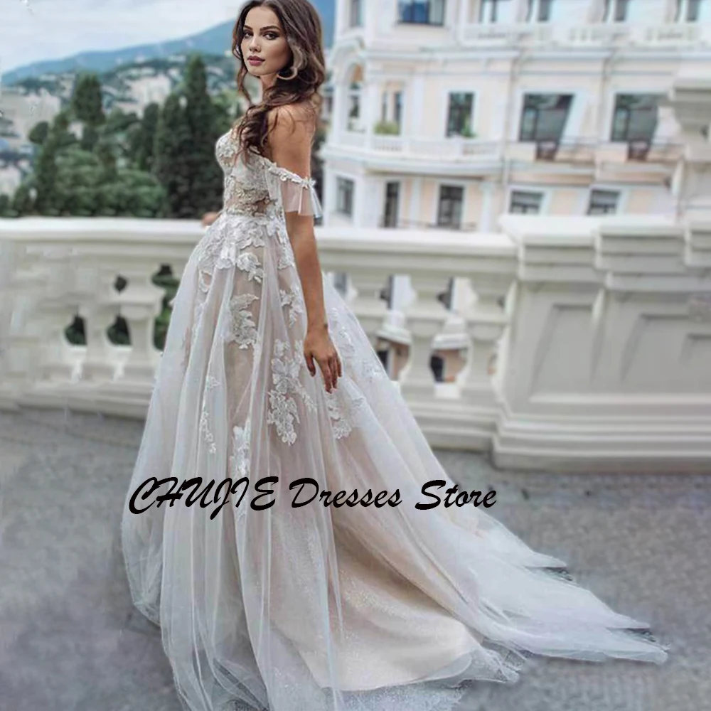 Glitter Tulle Lace Appliques Wedding Dresses A Line Plus Size Bridal Gowns Bride Dress Vestido de novia Customized فستان الزفاف
Glitter Tulle Lace Appliques Wedding Dresses A Line Plus Size Bridal Gowns Bride Dress Vestido de novia Customized فستان الزفاف