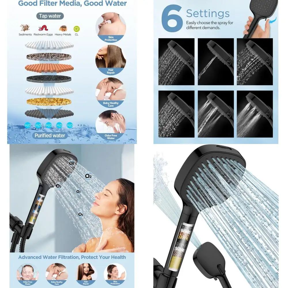 7-Mode High-Pressure Shower Head with Detachable Handheld, Water Softener Filter Beads for Hard Water, Removes Chlorine & Heavy
7-Mode High-Pressure Shower Head with Detachable Handheld, Water Softener Filter Beads for Hard Water, Removes Chlorine & Heavy