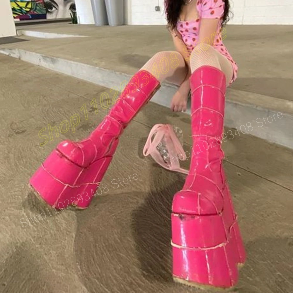 Rose Red Sweet Cool Knee High Boots Thick Soled Platform Patent Leather Wedges High Heel Women Shoes 2024 Zapatos Para Mujere
Rose Red Sweet Cool Knee High Boots Thick Soled Platform Patent Leather Wedges High Heel Women Shoes 2024 Zapatos Para Mujere