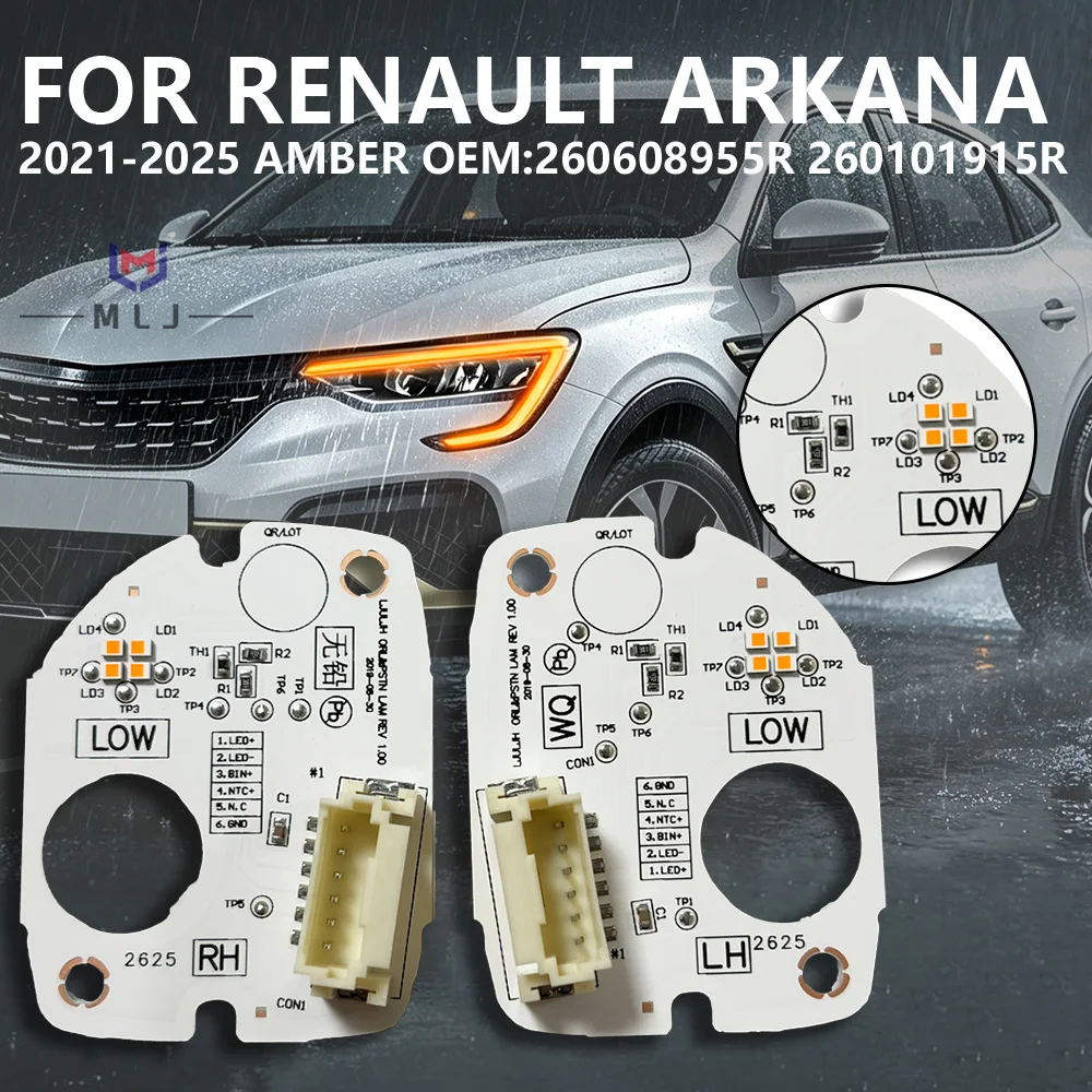 260608955R 260101915R For Renault Arkana 2021-2025 Amber DRL Circuit Board High Bright Angel Eyes LED Replacement Light Source
260608955R 260101915R For Renault Arkana 2021-2025 Amber DRL Circuit Board High Bright Angel Eyes LED Replacement Light Source