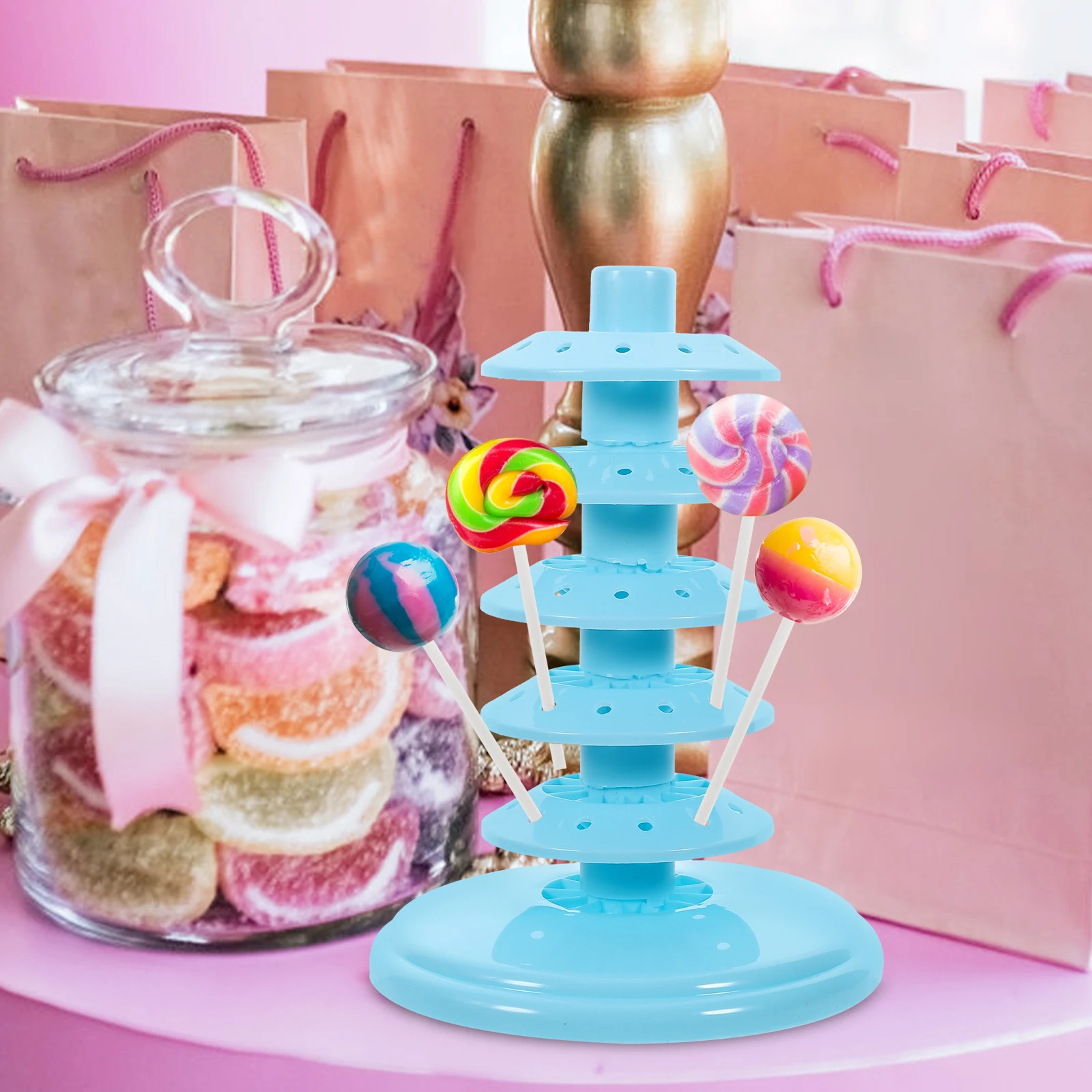 6 Layers Blue Candy Display Stand Lollipop Holder PP Material MultiFunction Cake Pops Stand Displaying Rack
6 Layers Blue Candy Display Stand Lollipop Holder PP Material MultiFunction Cake Pops Stand Displaying Rack