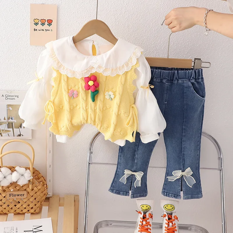 Baby Clothes Infant Outfits Toddler Kids Set 3pcs Spring Autumn Children Clothing Sets for Girls T-shirt Cardigan Vest Bow Jeans
Baby Clothes Infant Outfits Toddler Kids Set 3pcs Spring Autumn Children Clothing Sets for Girls T-shirt Cardigan Vest Bow Jeans