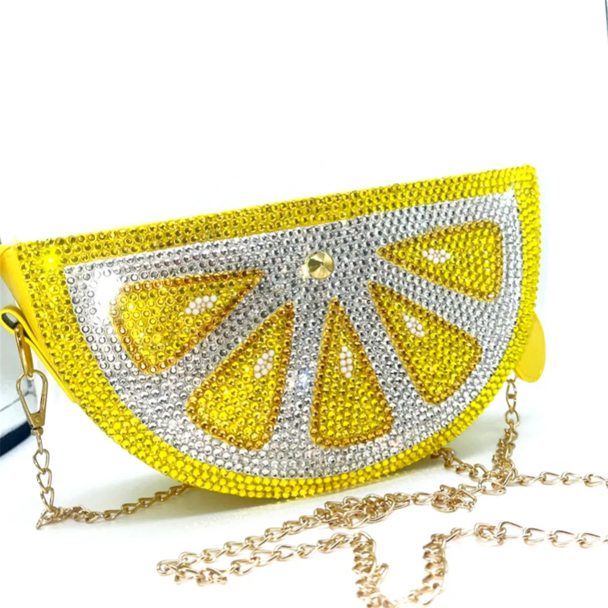 Personalized DIY Handmade Bling Rhinestone Lemon Shape Design Luxury Summer Bag for Lady Shopping Party Wearing
Personalized DIY Handmade Bling Rhinestone Lemon Shape Design Luxury Summer Bag for Lady Shopping Party Wearing