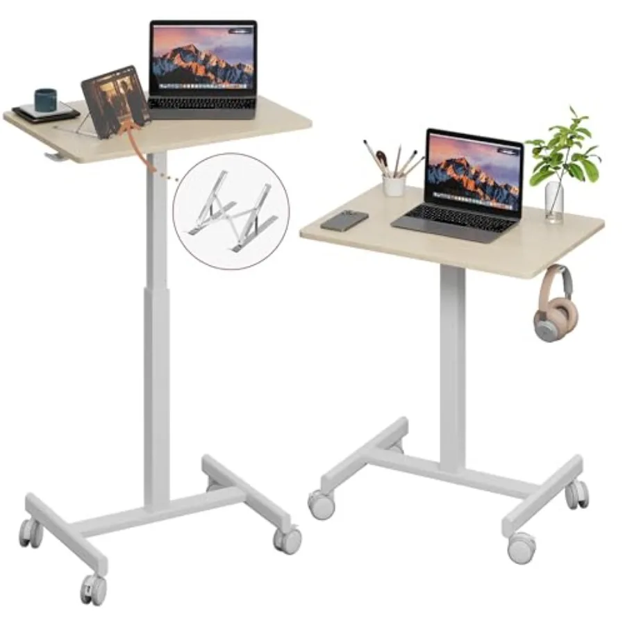 Home office mobile standing desk, maple+white T-shaped pneumatic adjustable height stand up desk with lockable wheels, ergonomi
Home office mobile standing desk, maple+white T-shaped pneumatic adjustable height stand up desk with lockable wheels, ergonomi