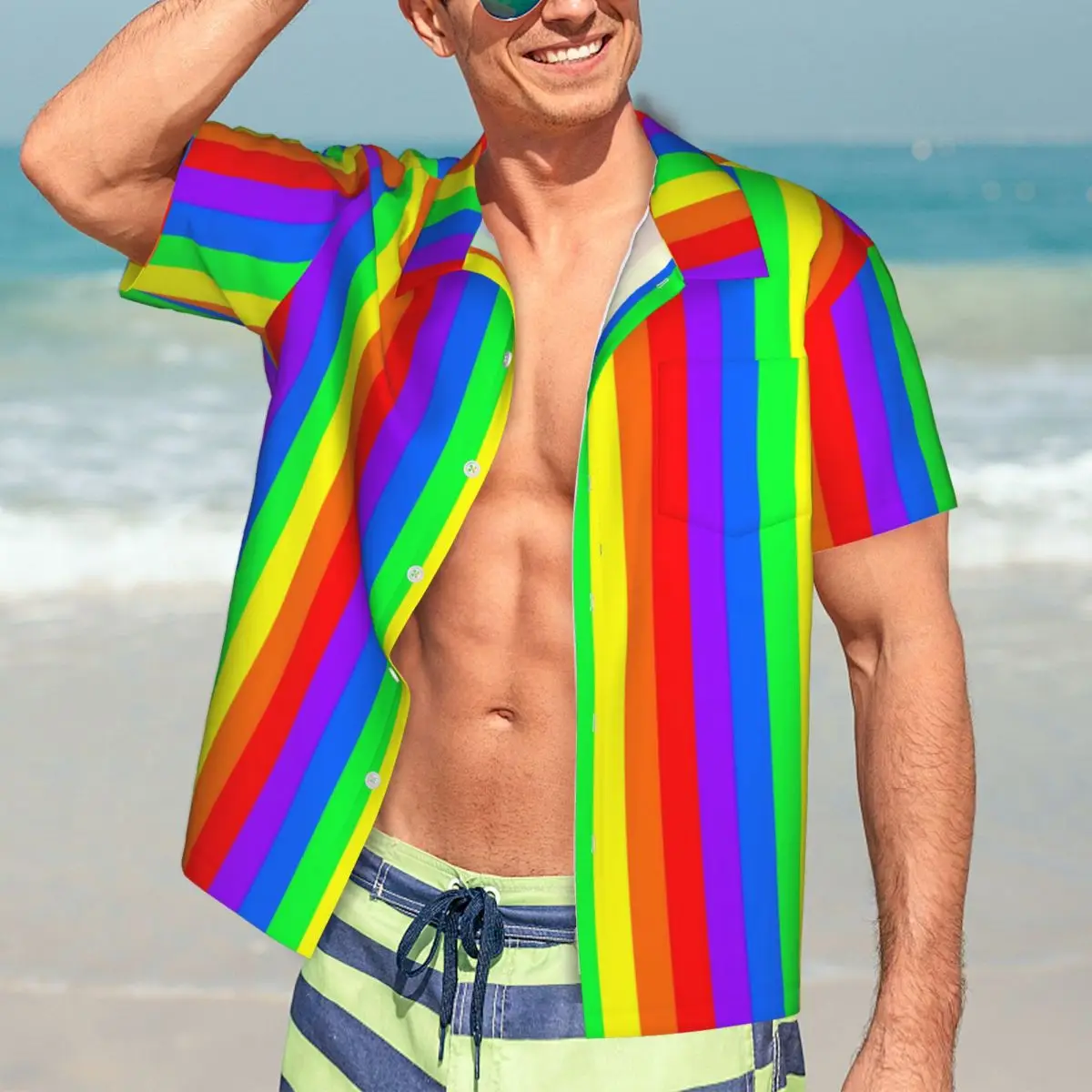Rainbow Striped Vacation Shirt Men Vertical Line Casual Shirts Summer Short Sleeve Design Elegant Oversize Blouses Birthday Gift
Rainbow Striped Vacation Shirt Men Vertical Line Casual Shirts Summer Short Sleeve Design Elegant Oversize Blouses Birthday Gift