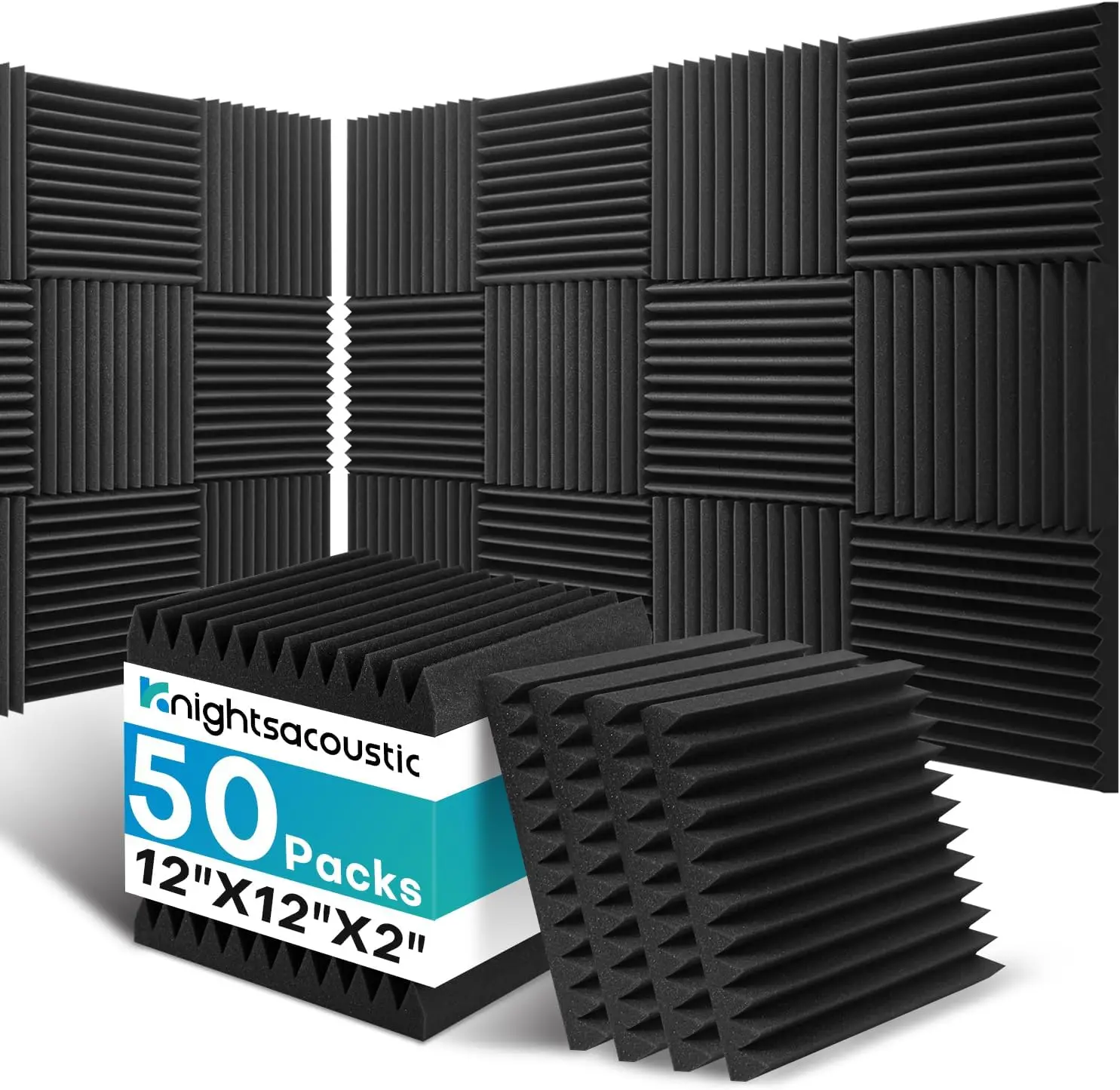 50 Pack Acoustic Foam Panels, 2x12x12 Inches, High Density Sound Absorbing Wedges for Walls, Black (No Adhesive)
50 Pack Acoustic Foam Panels, 2x12x12 Inches, High Density Sound Absorbing Wedges for Walls, Black (No Adhesive)