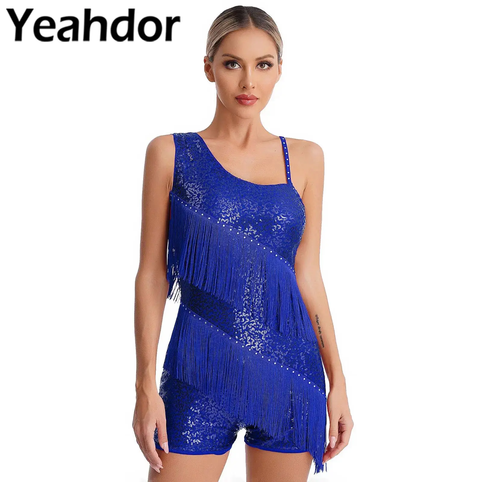 Womens Jazz Dance Leotard Shiny Sequins Tassel Jumpsuit Fringed Bodysuit Ballroom Dancing Tango Salsa Samba Performance Costume
Womens Jazz Dance Leotard Shiny Sequins Tassel Jumpsuit Fringed Bodysuit Ballroom Dancing Tango Salsa Samba Performance Costume