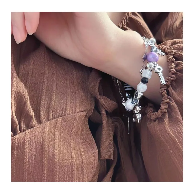 Spice Girl Double Cross Bear Dream Amethyst Bracelet Women's Design Niche Dark Millennium Style Jewelry
Spice Girl Double Cross Bear Dream Amethyst Bracelet Women's Design Niche Dark Millennium Style Jewelry