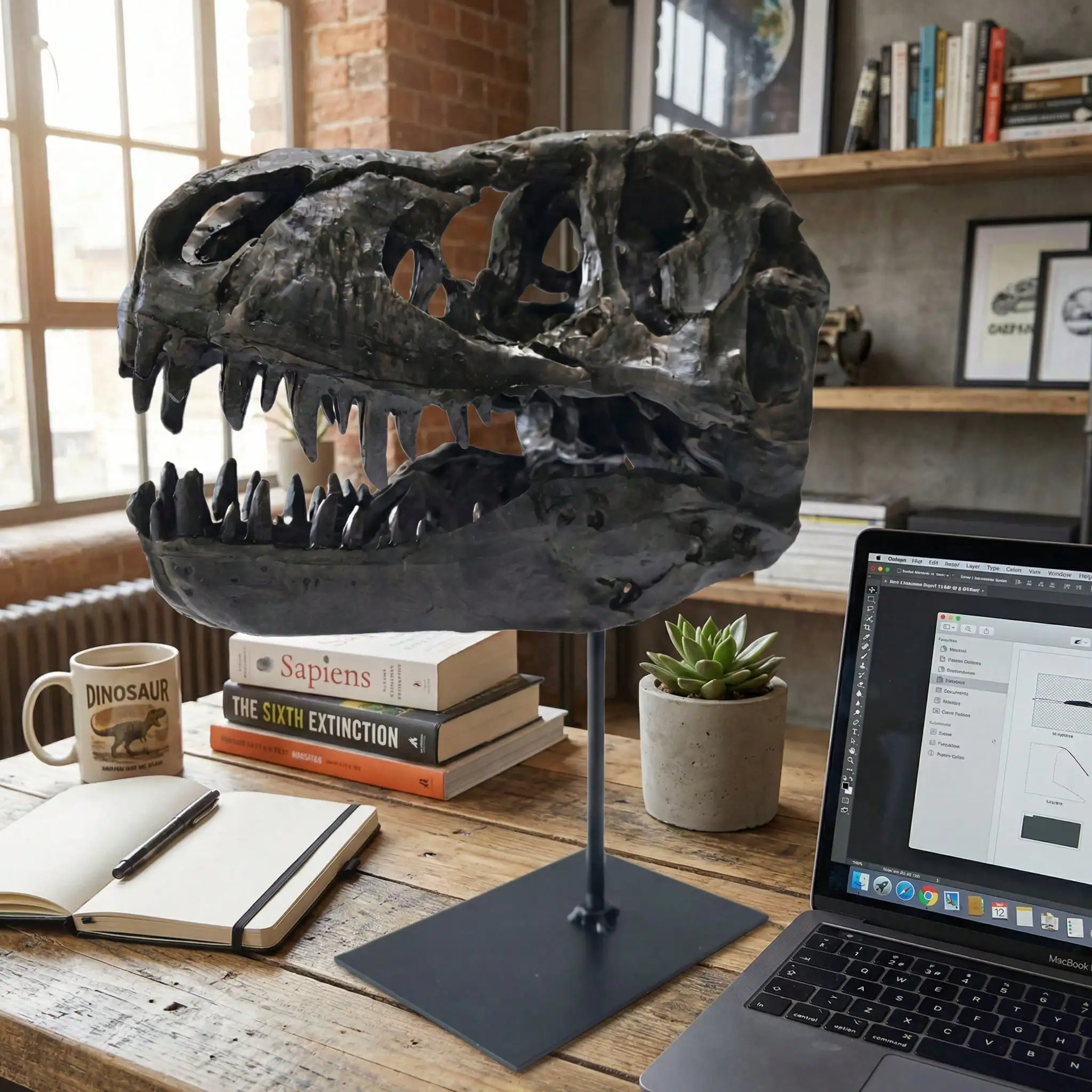 Dinosaur Skull Statue, Dinosaur Sculpture Stand, Tyrannosaurus Skull Resin Replica, Black Home/Office Decorative Item, Tyrannosaurus Skull Replica Statue.
Dinosaur Skull Statue, Dinosaur Sculpture Stand, Tyrannosaurus Skull Resin Replica, Black Home/Office Decorative Item, Tyrannosaurus Skull Replica Statue.
