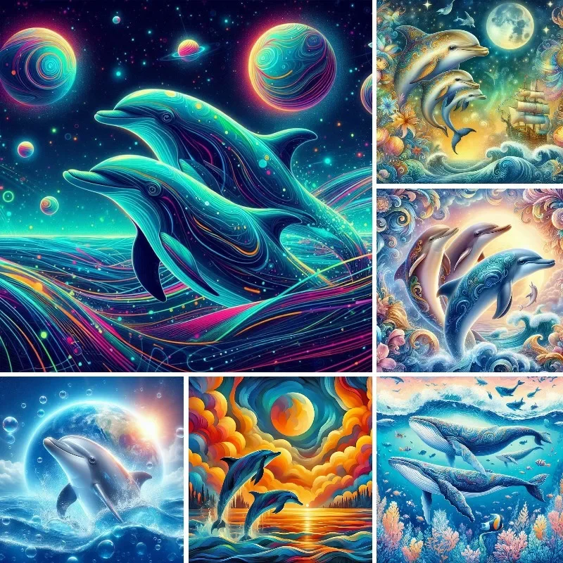 DIY Diamond Painting Whales Colorful Mosaic Full Square Dolphins Diving in Cosmic Ocean Pictures Diamont Embroidery Decoration
DIY Diamond Painting Whales Colorful Mosaic Full Square Dolphins Diving in Cosmic Ocean Pictures Diamont Embroidery Decoration
