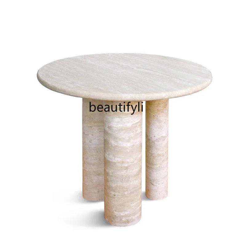 Designer natural travertine dining table light luxury restaurant small apartment round table53 
Designer natural travertine dining table light luxury restaurant small apartment round table53