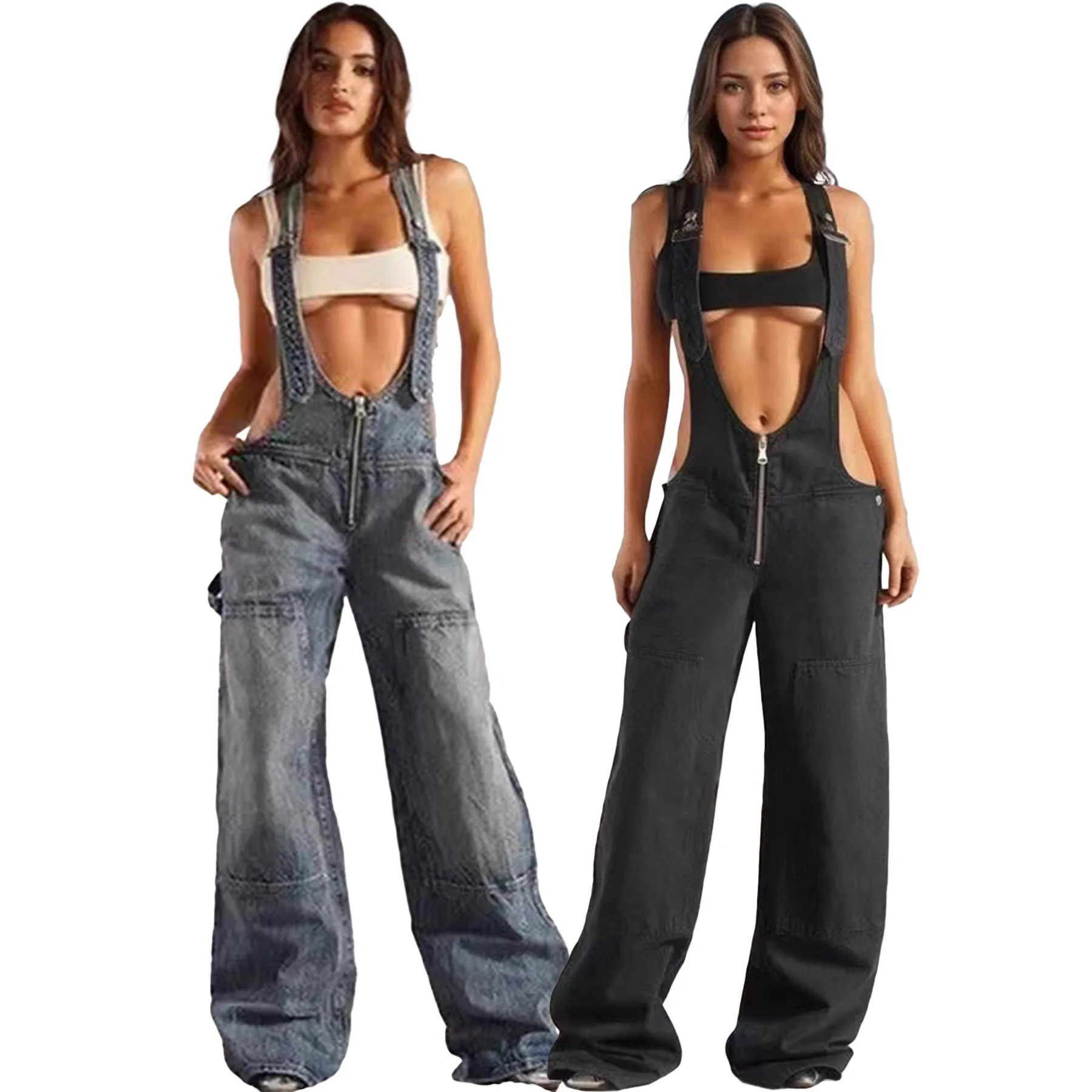 Women's Denim Bodysuit Overalls High Waist Trousers Full Length Jeans Romper Non-Stretch Polyester Fabric Folded Design
Women's Denim Bodysuit Overalls High Waist Trousers Full Length Jeans Romper Non-Stretch Polyester Fabric Folded Design