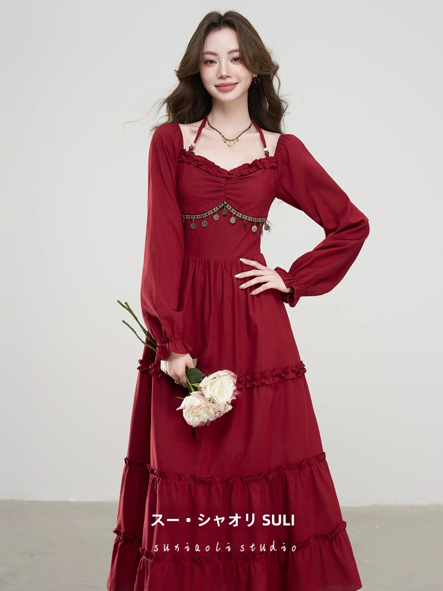 n Red Dr Spring New Sle Vaion Wear Retro Ethnic Ne Hanging Waist Cinching Women's French Sle mid High Wais...
n Red Dr Spring New Sle Vaion Wear Retro Ethnic Ne Hanging Waist Cinching Women's French Sle mid High Wais...