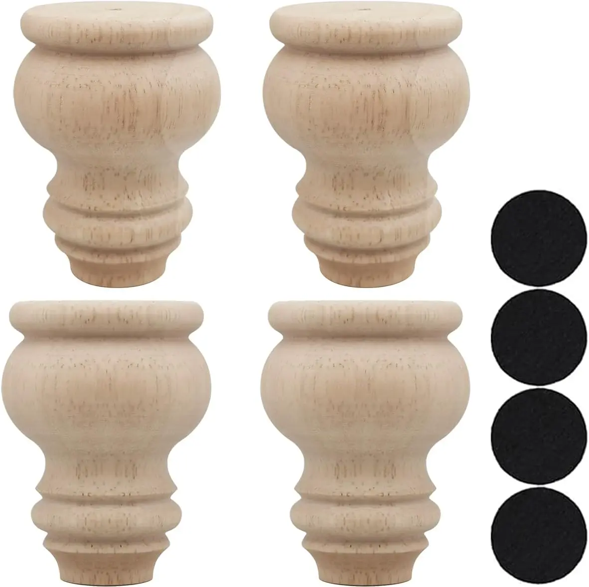 3.1" Solid Wood Bun Feet for Furniture, Set of 4 - Unfinished, 2.45" Diameter
3.1" Solid Wood Bun Feet for Furniture, Set of 4 - Unfinished, 2.45" Diameter