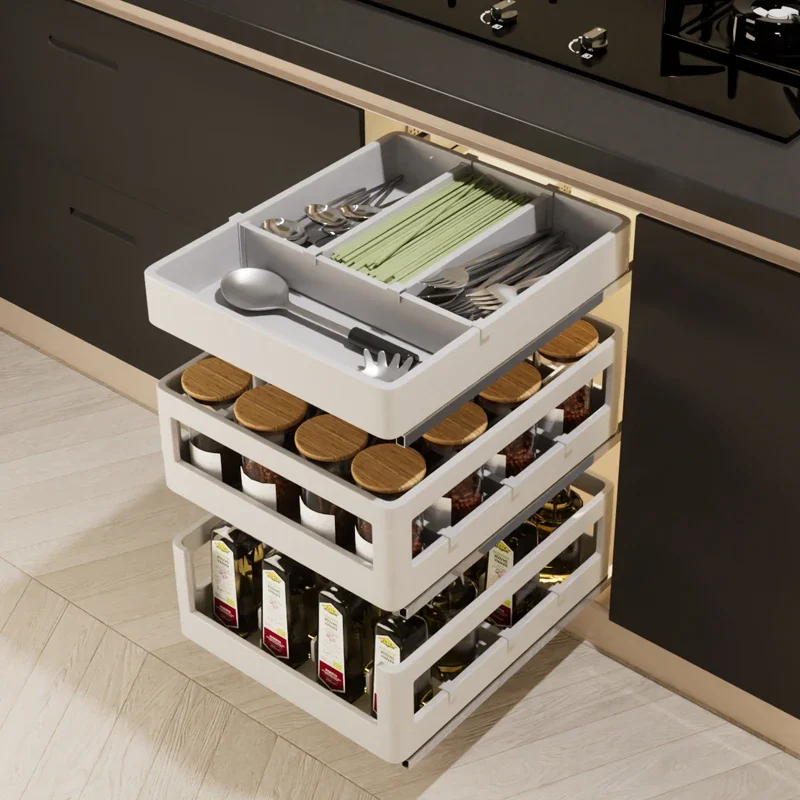 White seasoning basket aluminum alloy basket damping kitchen cabinet kitchen basket stainless steel drawer open door type
White seasoning basket aluminum alloy basket damping kitchen cabinet kitchen basket stainless steel drawer open door type