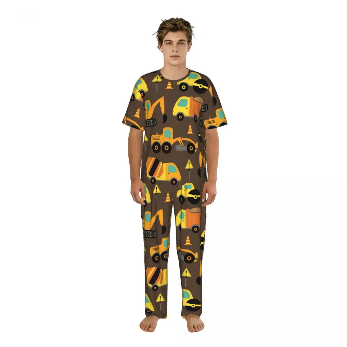 Men Pajamas Set Work Trucks Short Sleeve Spring Summer Lounge Sleepwear Male Nightwear
Men Pajamas Set Work Trucks Short Sleeve Spring Summer Lounge Sleepwear Male Nightwear