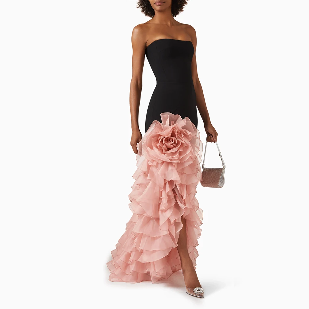 Elegant Black Pink 3D Flower Tube Dress Tiered Ruffle Chiffon Maxi Gown for Wedding Guest Formal Prom Party and Evening Banquet
Elegant Black Pink 3D Flower Tube Dress Tiered Ruffle Chiffon Maxi Gown for Wedding Guest Formal Prom Party and Evening Banquet