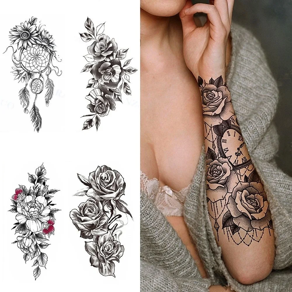 Realistic Black Rose Flower Temporary Tattoos Fake Waterproof Tatoo Body Art Arm Leg Floral Peony Bloosom Tattoo Stickers Makeup
Realistic Black Rose Flower Temporary Tattoos Fake Waterproof Tatoo Body Art Arm Leg Floral Peony Bloosom Tattoo Stickers Makeup