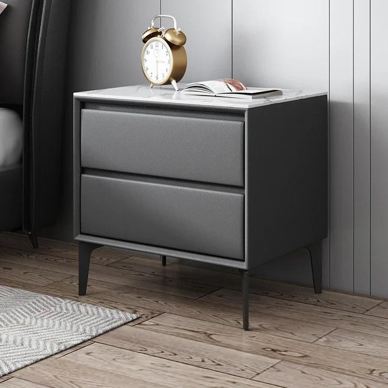 Modern Style Solid Wood 2 Drawers Bedside Table Bedroom Leather Nightstand with Sintered Stone Top Home Side Cabinet
Modern Style Solid Wood 2 Drawers Bedside Table Bedroom Leather Nightstand with Sintered Stone Top Home Side Cabinet