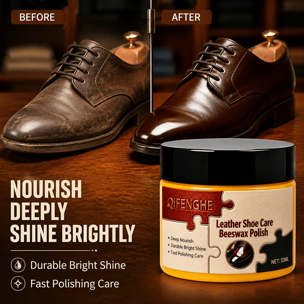 Natural Beeswax Leather Balm Portable Shoe Polish Instant Gloss Waterproof Protection Long Lasting Polish Quick Buffing for Sadd
Natural Beeswax Leather Balm Portable Shoe Polish Instant Gloss Waterproof Protection Long Lasting Polish Quick Buffing for Sadd