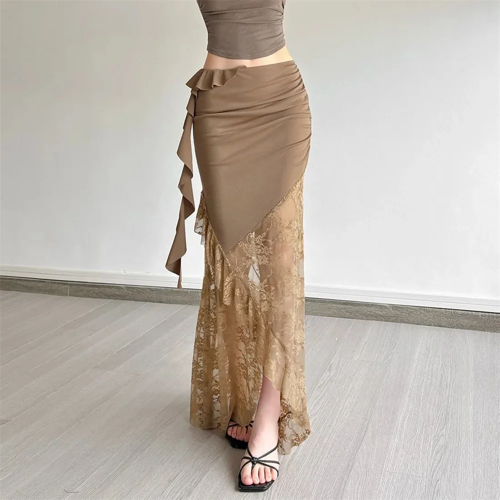 Mesh Patchwork Long Skirts Women Elastic Waist Solid Ruched Ruffles Tassel Street Fashion Elegant Skinny Outfits Office Ladies
Mesh Patchwork Long Skirts Women Elastic Waist Solid Ruched Ruffles Tassel Street Fashion Elegant Skinny Outfits Office Ladies