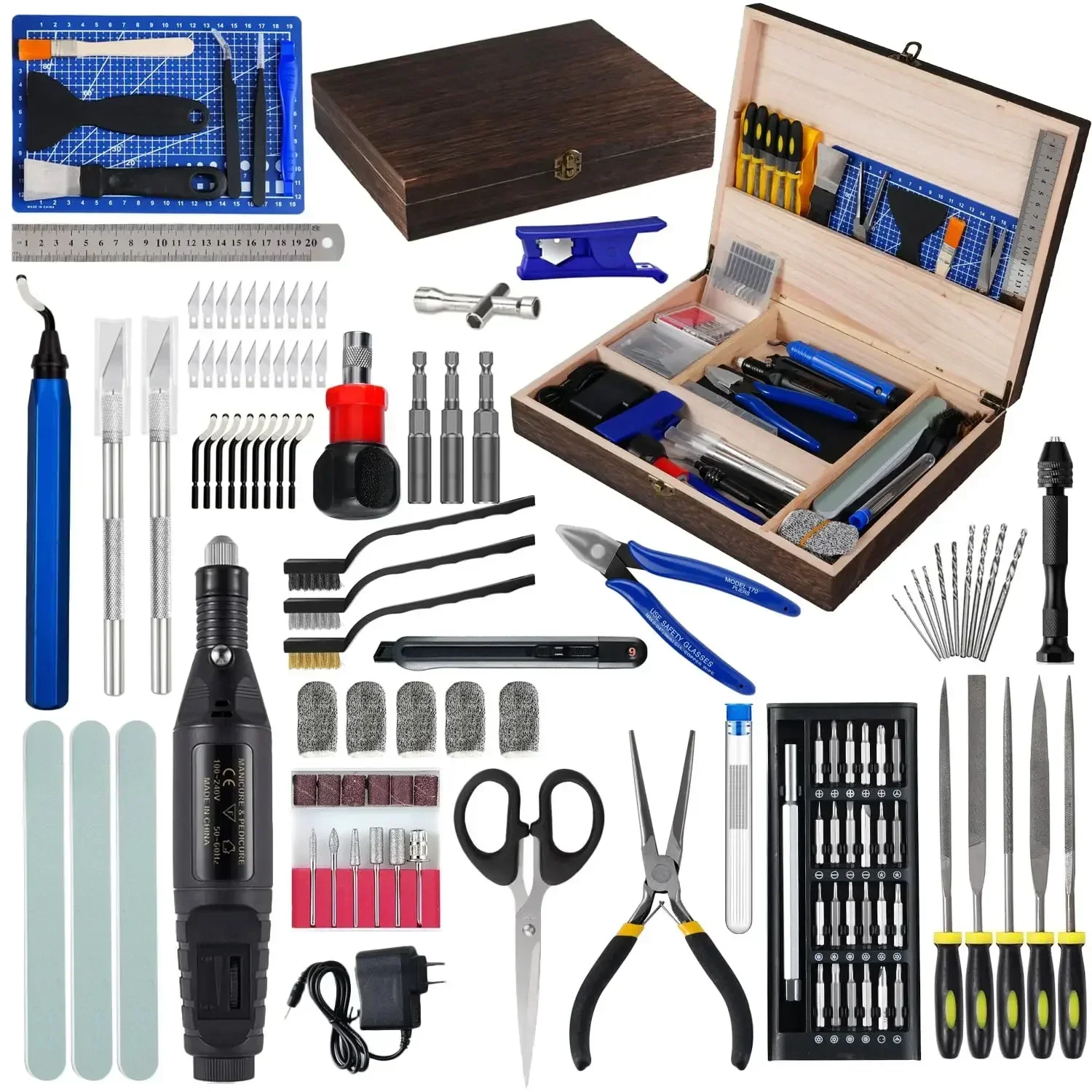 124-Piece 3D Printer Tool Kit with Wooden Toolbox for Model Removing, Cleaning, and Finishing
124-Piece 3D Printer Tool Kit with Wooden Toolbox for Model Removing, Cleaning, and Finishing