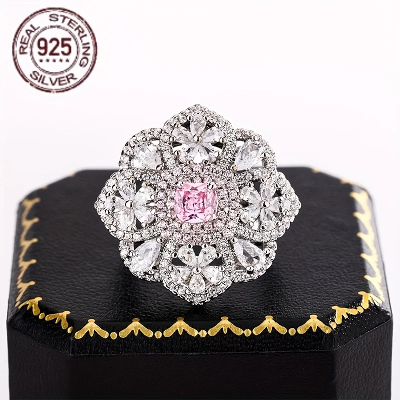 Statement Ring: 925 Sterling Silver Ring with Exaggerated Flower and Zircon Women's Fashion Jewelry for Party, Birthday, Brida
Statement Ring: 925 Sterling Silver Ring with Exaggerated Flower and Zircon Women's Fashion Jewelry for Party, Birthday, Brida