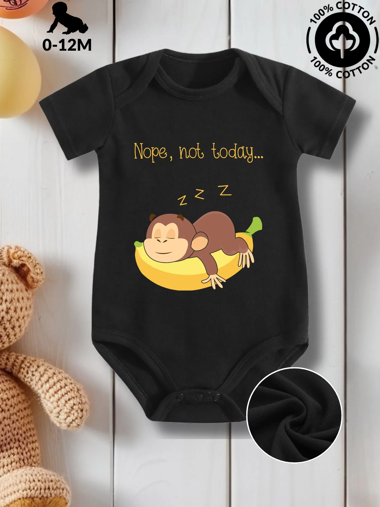 Monkey Nope, Not Today Unisex Baby Crawling Suit, Pure Cotton Skin Care Onesie, All-Season Wear Black Bodysuit 190GSM
Monkey Nope, Not Today Unisex Baby Crawling Suit, Pure Cotton Skin Care Onesie, All-Season Wear Black Bodysuit 190GSM