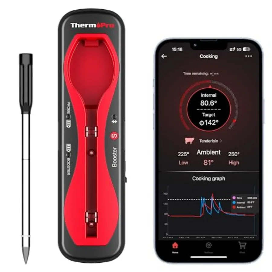 Wireless Meat Thermometer for Grilling and Smoking Bluetooth Meat Thermometer Digital Wireless for Rotisserie Sous Vide BBQ Smo
Wireless Meat Thermometer for Grilling and Smoking Bluetooth Meat Thermometer Digital Wireless for Rotisserie Sous Vide BBQ Smo