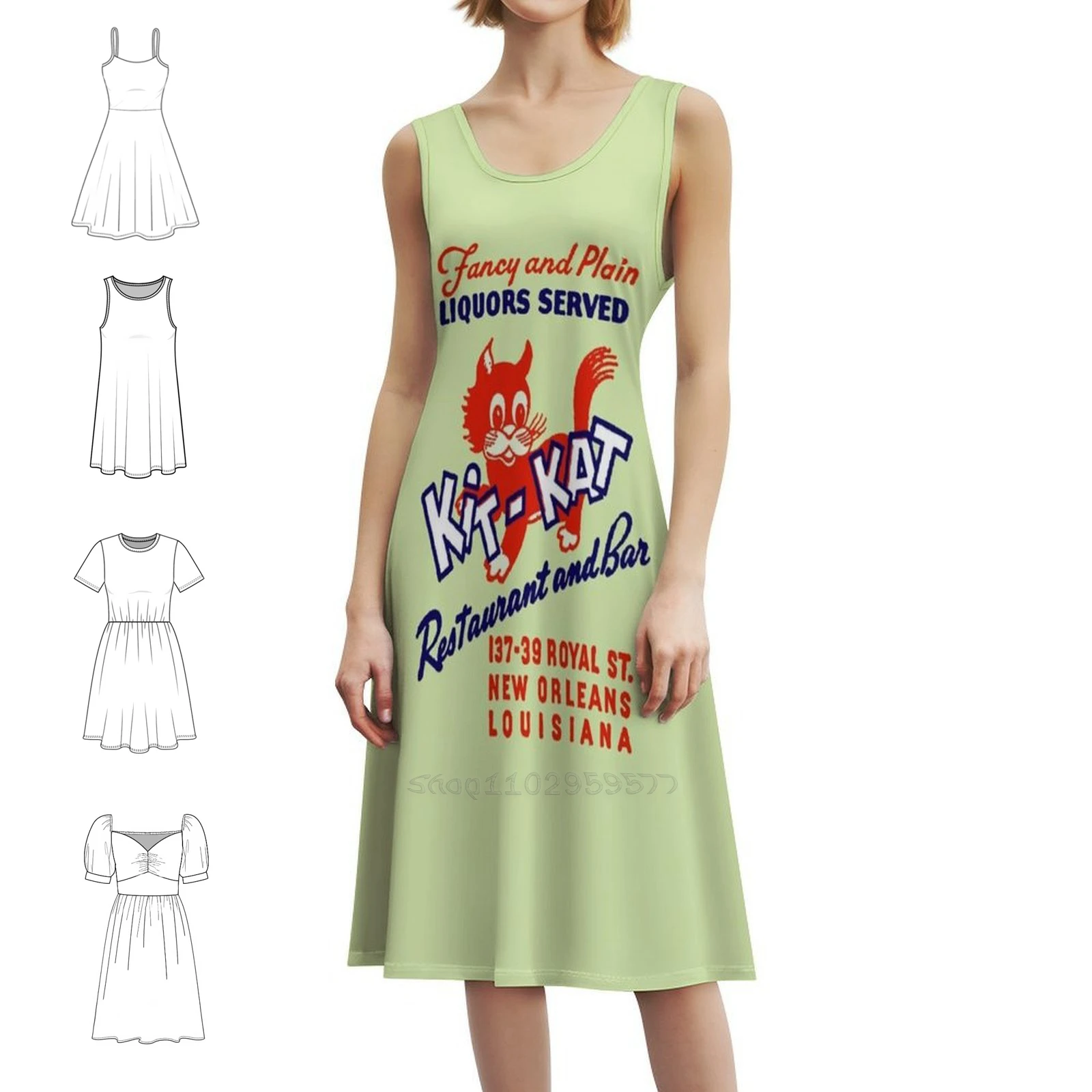 Kit-Kat Ресторан и бар-Новый Орлеан Реклама Женская уличная одежда в стиле хип-хоп Платье с графическим принтом Клубная одежда для вечеринок Реклама Красочная
Kit-Kat Ресторан и бар-Новый Орлеан Реклама Женская уличная одежда в стиле хип-хоп Платье с графическим принтом Клубная одежда для вечеринок Реклама Красочная