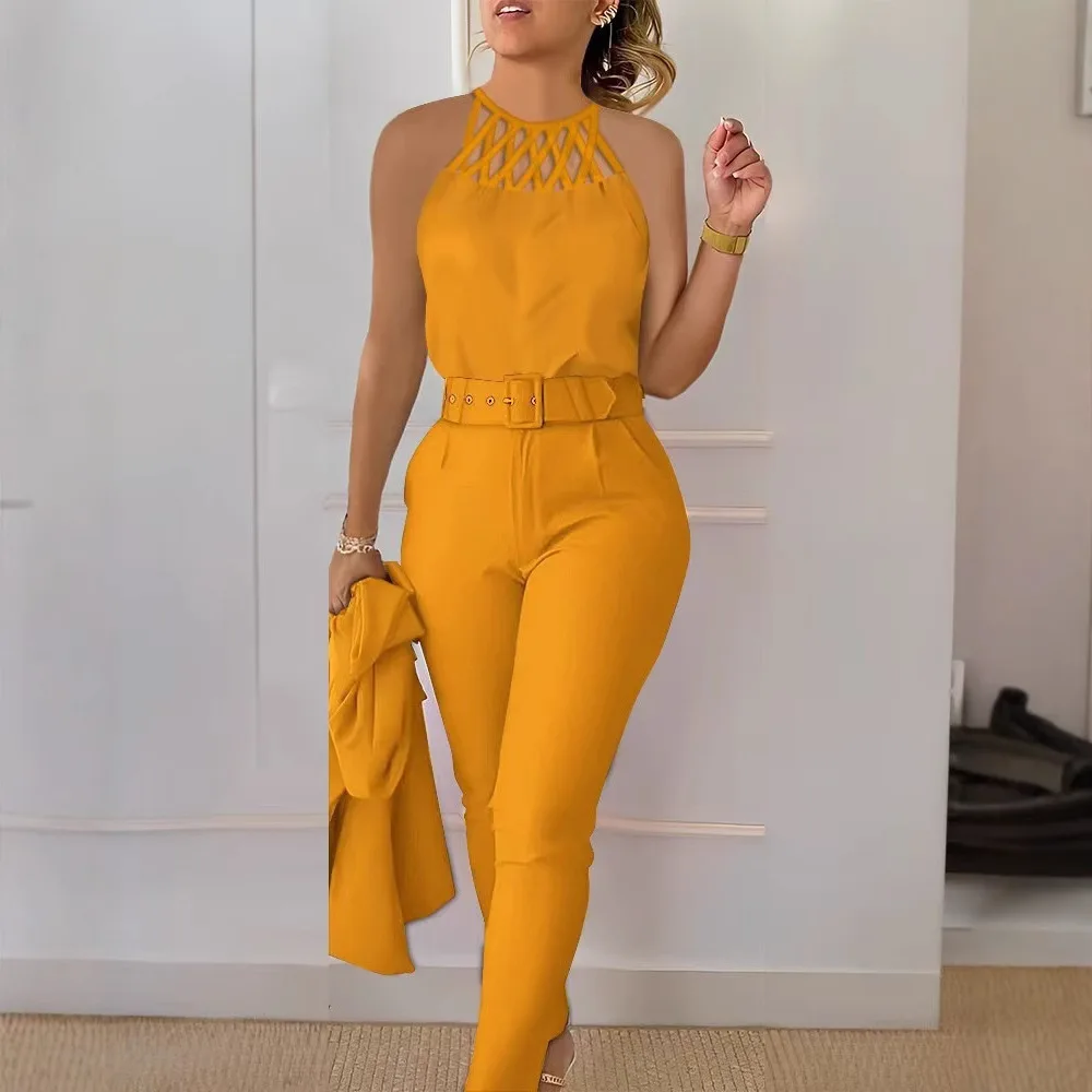 2025 New Fashion Backless Lace Jumpsuit Women Summer Casual Loose Solid Color Belt Home Shirt Pocket Long Pants
2025 New Fashion Backless Lace Jumpsuit Women Summer Casual Loose Solid Color Belt Home Shirt Pocket Long Pants