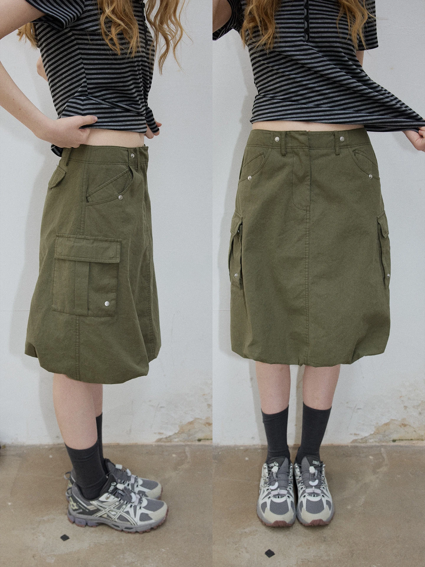 Fashionable Retro Washed Green Workwear Skirt Women's New Summer Unique Bloom Pocket Midi Skirt High Waist A-Line Skirt
Fashionable Retro Washed Green Workwear Skirt Women's New Summer Unique Bloom Pocket Midi Skirt High Waist A-Line Skirt
