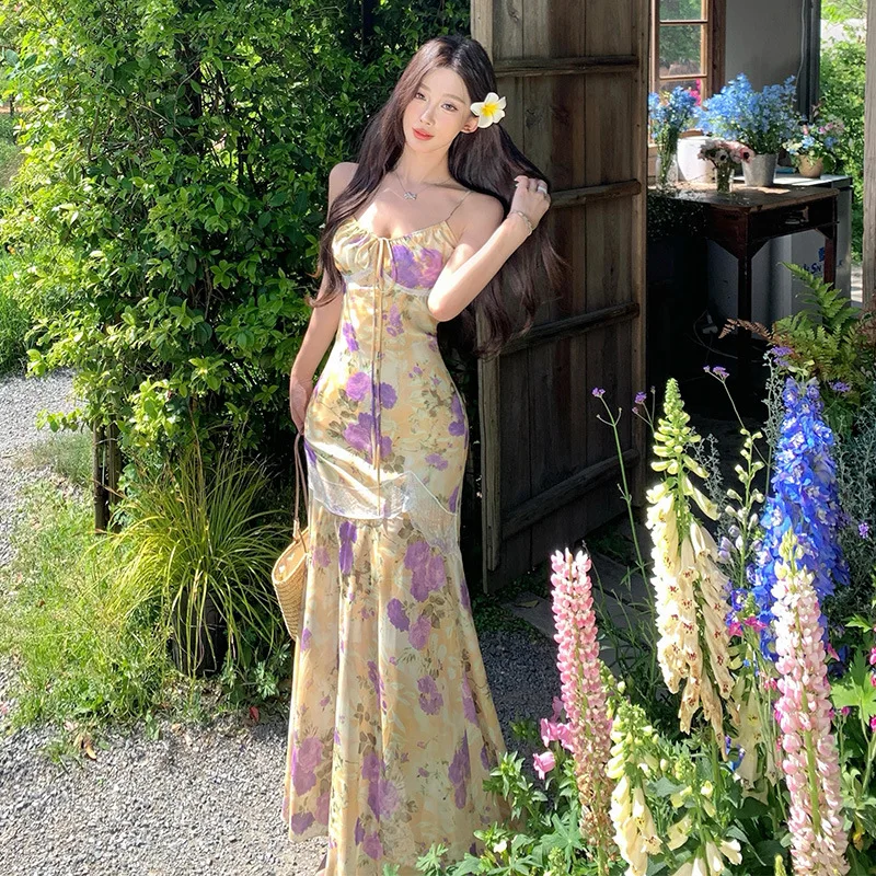 2026 Summer Purple Flower Print Vacation Maxi Dresses for Women Fashion Women's Lace Splicing Sexy Spaghetti Strap Bodycon Dress
2026 Summer Purple Flower Print Vacation Maxi Dresses for Women Fashion Women's Lace Splicing Sexy Spaghetti Strap Bodycon Dress