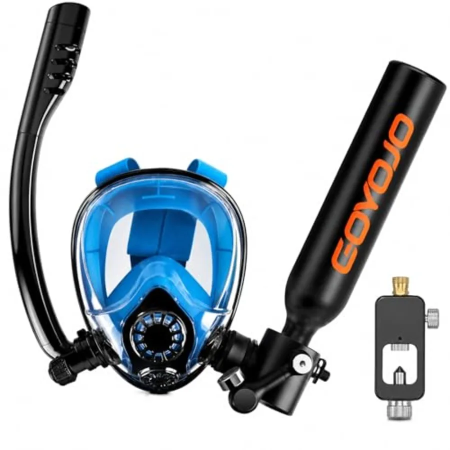 Mini scuba tank set for shallow water snorkeling: 0.5L aluminum tank, black, includes full-face mask and refill adapter
Mini scuba tank set for shallow water snorkeling: 0.5L aluminum tank, black, includes full-face mask and refill adapter