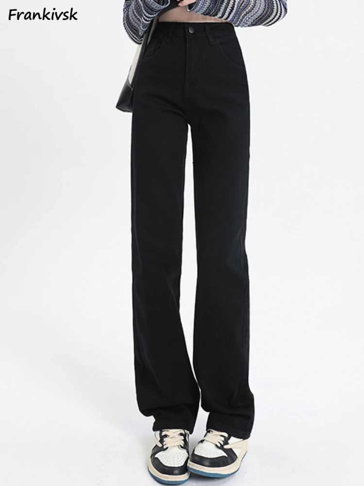 Jeans Women Solid Straight Simple High Waist Spring All-match Streetwear Full Length Leisure Korean Style Trendy Office Lady New
Jeans Women Solid Straight Simple High Waist Spring All-match Streetwear Full Length Leisure Korean Style Trendy Office Lady New