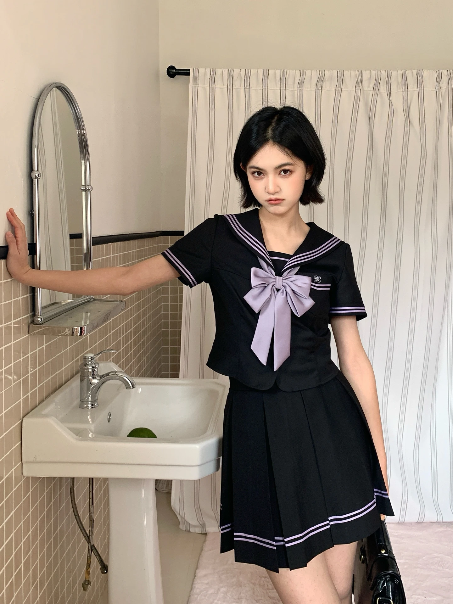 Tokyo Annual Record Original Design Black Japanese Style Sailor Suit Summer Sweet Cool Short Sleeve Uniform Two-Piece Set
Tokyo Annual Record Original Design Black Japanese Style Sailor Suit Summer Sweet Cool Short Sleeve Uniform Two-Piece Set