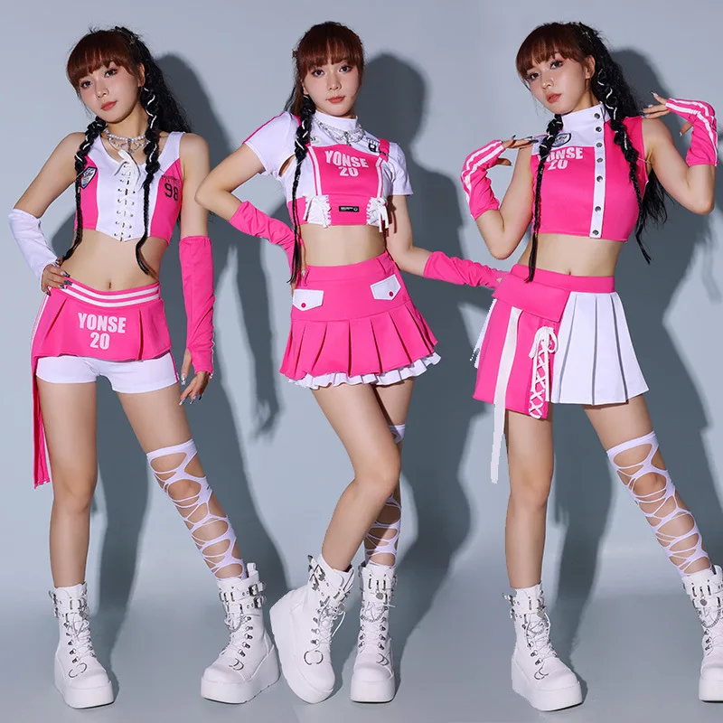 Kpop Jazz Dance Stage Costume for Women Crop Top Pleated Skirt Set Cheerleader Performance Outfit for Group Dance Pink White
Kpop Jazz Dance Stage Costume for Women Crop Top Pleated Skirt Set Cheerleader Performance Outfit for Group Dance Pink White