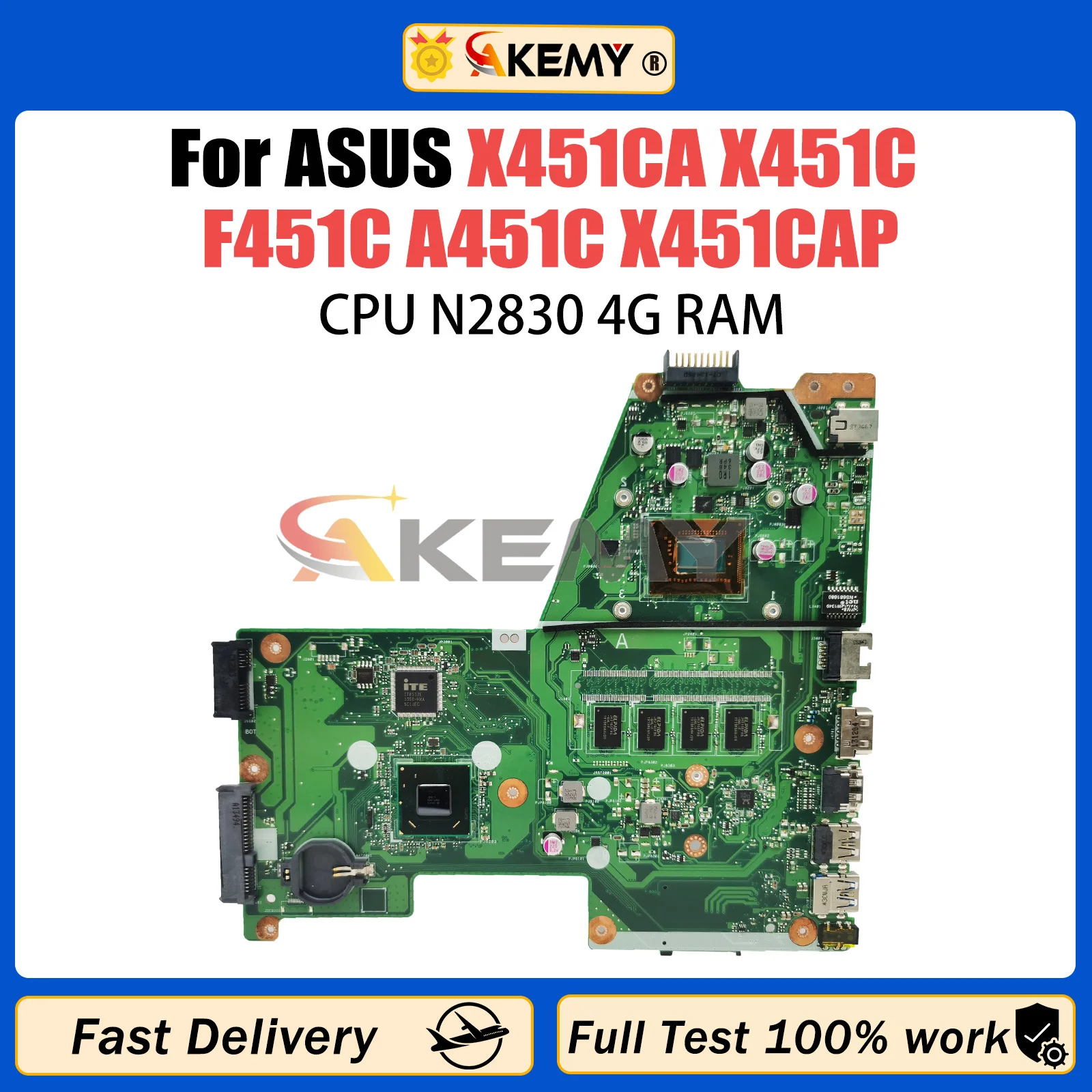 AKEMY X451CA Mainboard For ASUS X451C F451C A451C X451CAP Laptop Motherboard With CPU N2830 4G-RAM 100% Working
AKEMY X451CA Mainboard For ASUS X451C F451C A451C X451CAP Laptop Motherboard With CPU N2830 4G-RAM 100% Working