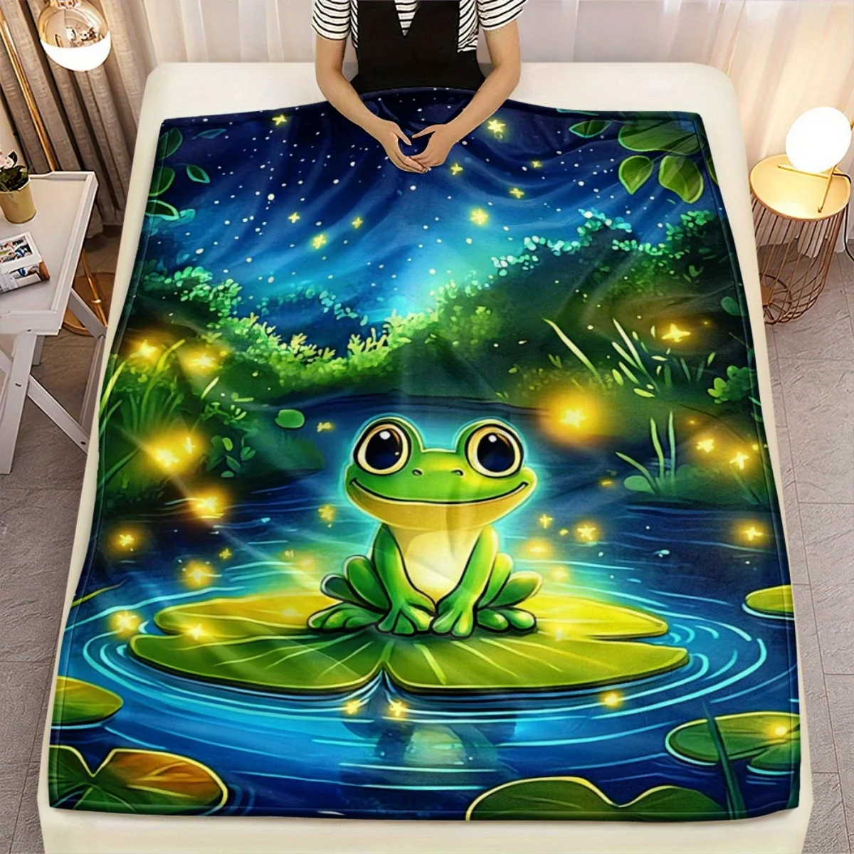 1pc Glowing Firefly Frog Flannel Blanket Night Pond Starry Sky Cartoon Animal Soft Kids Bedding Dreamy Nature Throw Cover
1pc Glowing Firefly Frog Flannel Blanket Night Pond Starry Sky Cartoon Animal Soft Kids Bedding Dreamy Nature Throw Cover