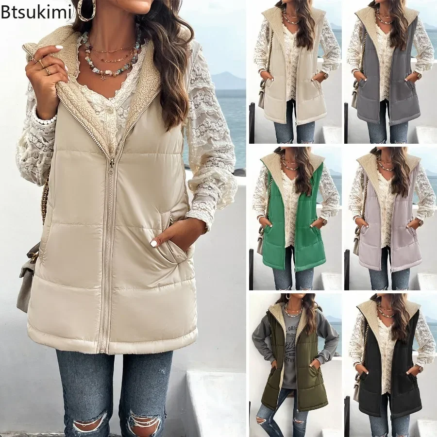 New 2025 Women's Parkas Vest Autumn Winter Warm Mid Length Cotton-padded Coats Casual Sleeveless Thicker Hooded Jacket for Women
New 2025 Women's Parkas Vest Autumn Winter Warm Mid Length Cotton-padded Coats Casual Sleeveless Thicker Hooded Jacket for Women