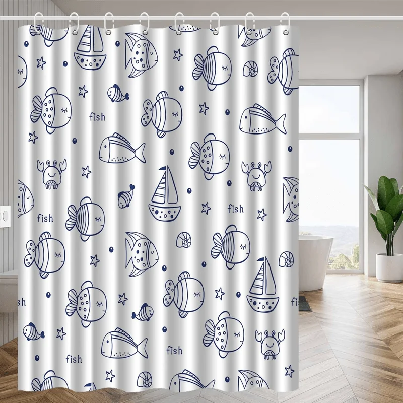 Waterproof Kids Fish Shower Curtain Nautical Bath Decor Cute Watercolor Print Bathroom Curtain for Home 180x180cm
Waterproof Kids Fish Shower Curtain Nautical Bath Decor Cute Watercolor Print Bathroom Curtain for Home 180x180cm