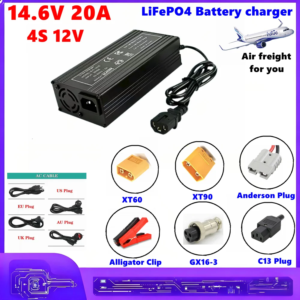 Smart 14.6V 20A Battery Charger for 4S 12V LiFePO4 Lithium Fast Charger For iron Phosphate Battery Charging Pack
Smart 14.6V 20A Battery Charger for 4S 12V LiFePO4 Lithium Fast Charger For iron Phosphate Battery Charging Pack