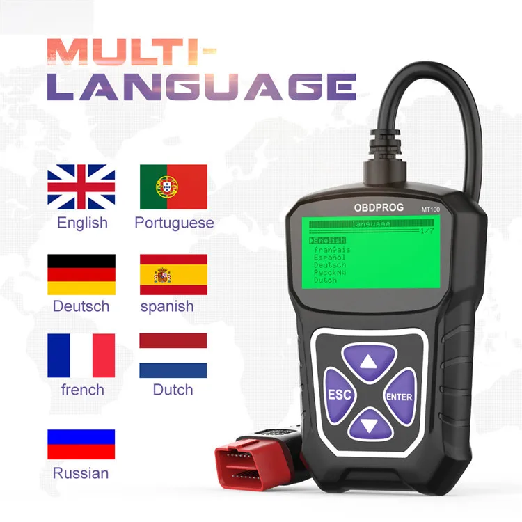 OBDPROG MT100 OBD2 Scanner Multilingual Car Engine Analyzer Diagnostic Tool support 8 languages
OBDPROG MT100 OBD2 Scanner Multilingual Car Engine Analyzer Diagnostic Tool support 8 languages