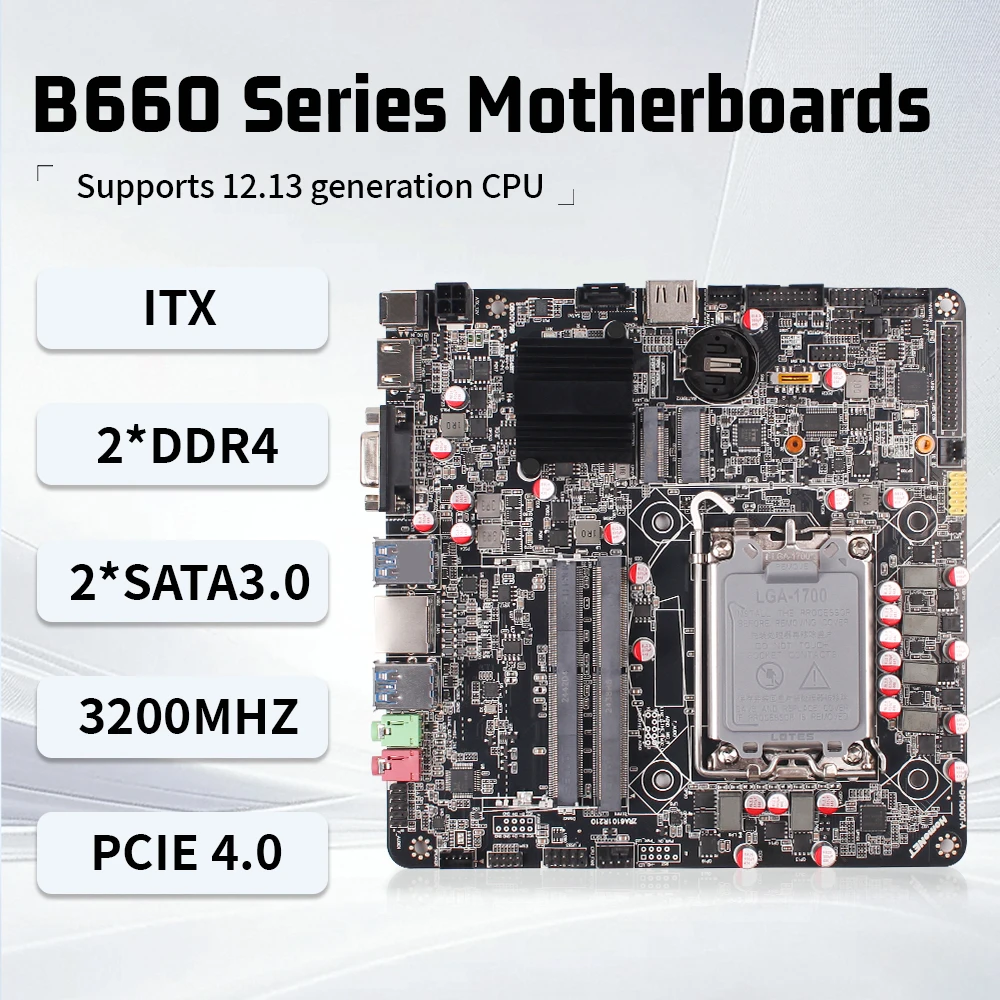 SZKIOSK Mini ITX Материнская плата Intel B660 Чипсет Поддержка LGA1700 12/13 процессор 64 ГБ DDR4 3200 МГц 17*17 см
SZKIOSK Mini ITX Материнская плата Intel B660 Чипсет Поддержка LGA1700 12/13 процессор 64 ГБ DDR4 3200 МГц 17*17 см