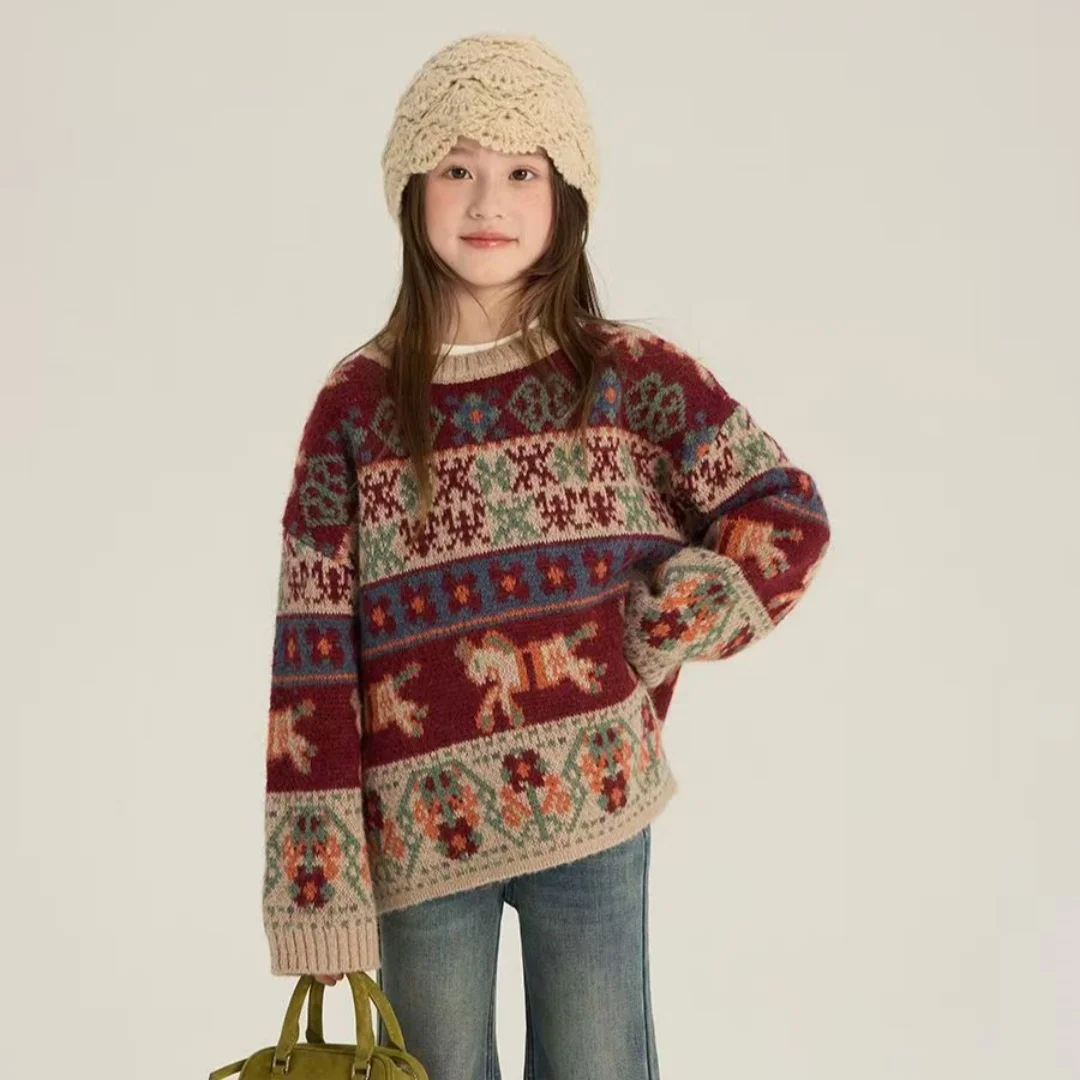 Детский жаккардовый свитер для девочек в стиле Lazy Style, утепленный, вязаный, универсальный, в корейском стиле
Детский жаккардовый свитер для девочек в стиле Lazy Style, утепленный, вязаный, универсальный, в корейском стиле